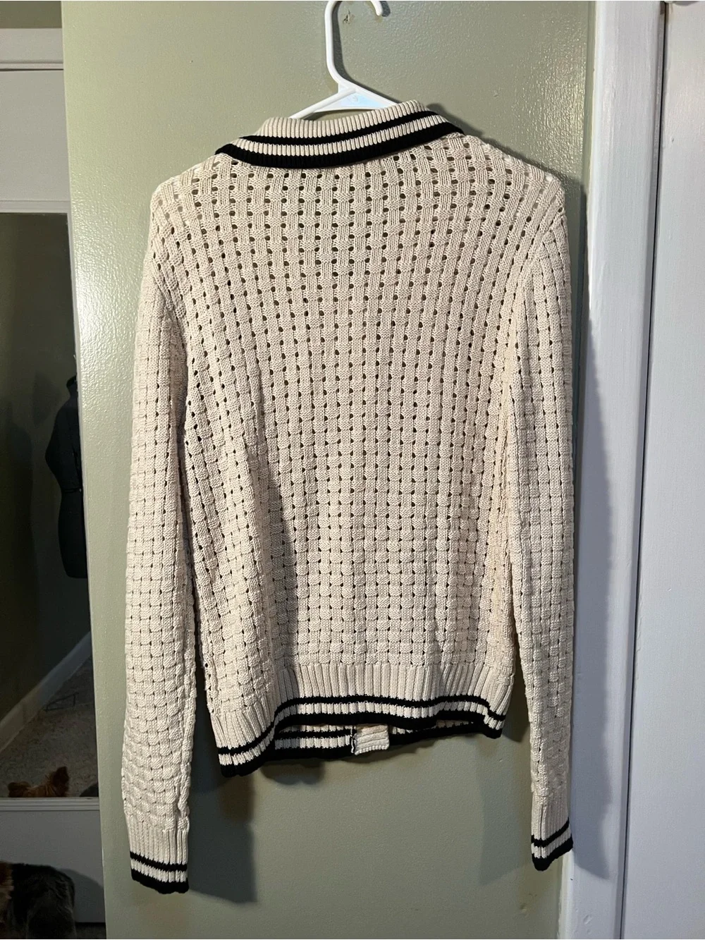 Heartloom Womens Sz Large Posey Cardi Cardigan Sweater Beige Black Marble Button